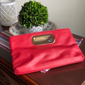 Stylish Red Faux Leather Clutch